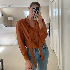 Vintage Orange Button Down Blouse